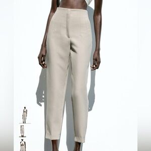 Zara Cream High-Waisted Trousers